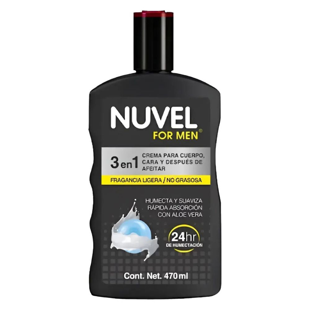 [721522] Nuvel For Men 3en1 Crema Para Cuerpo, Cara Y Después De Afeitar 470ml