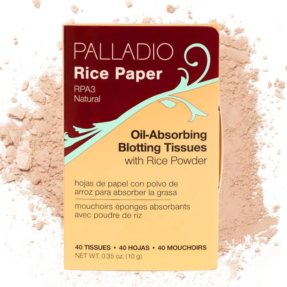 [RPA3] Palladio Rice Paper Oil-Absorbing Blotting Tissues With Rice Powder Natural 10gr 40 Hojas