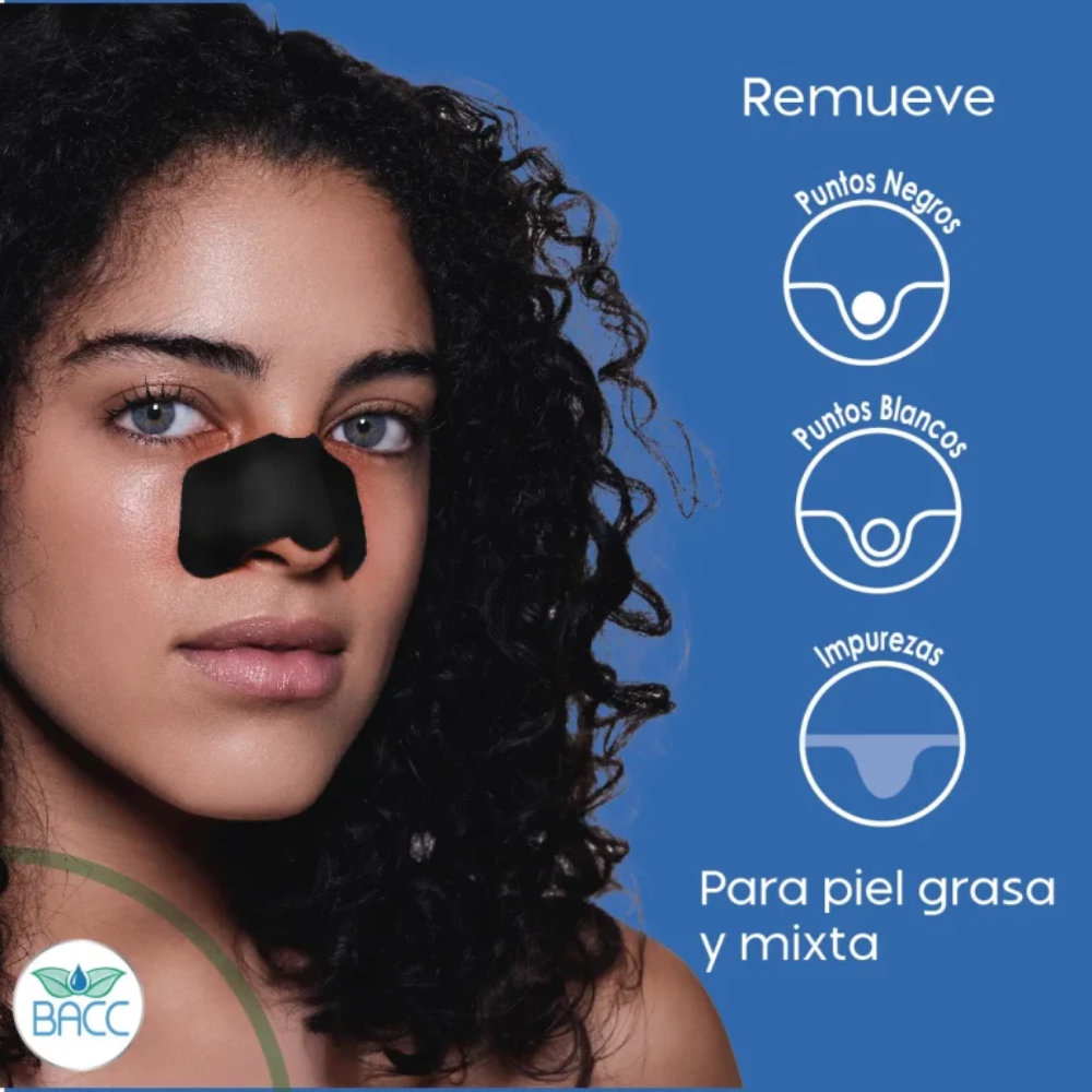 bacc bandas nasales limpieza profunda detox carbón piel gras - 2
