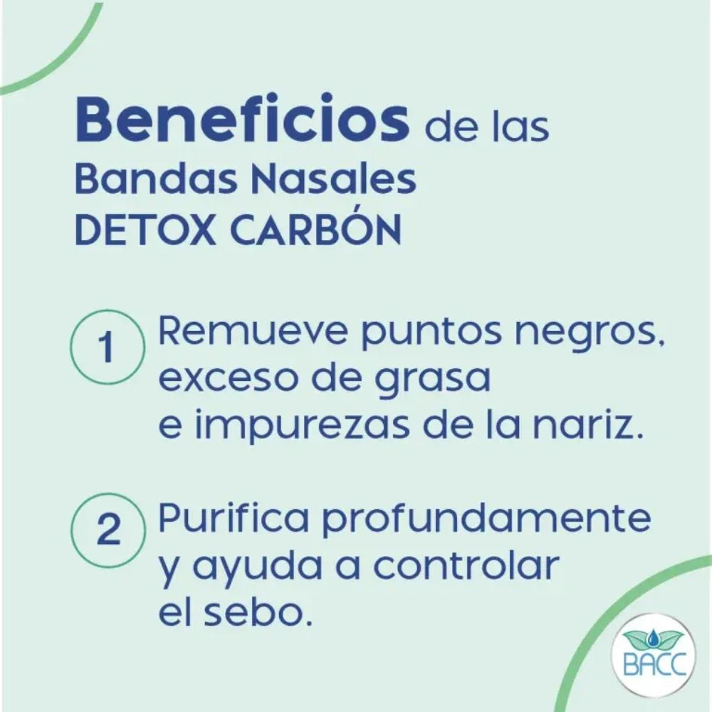 bacc bandas nasales limpieza profunda detox carbón piel gras - 3