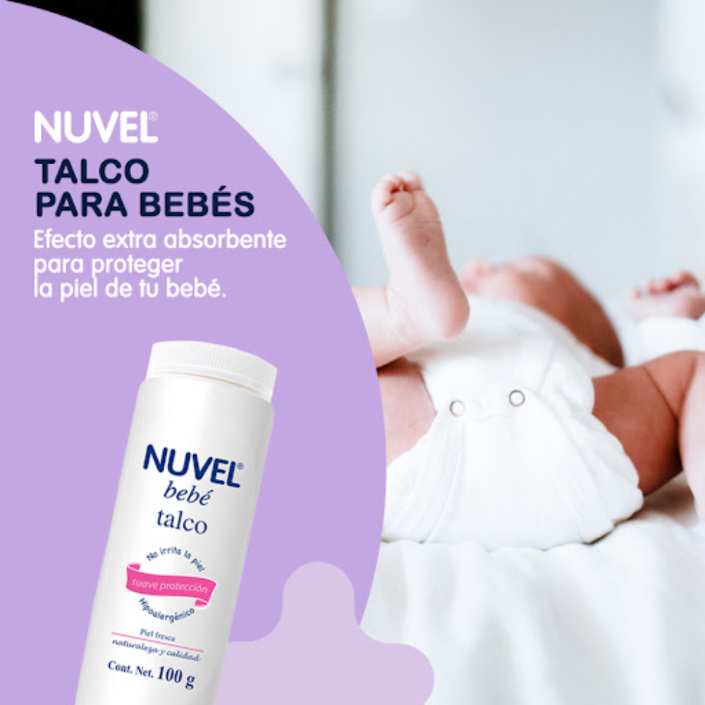 nuvel talco para bebé suave proteccion 100gr - 2