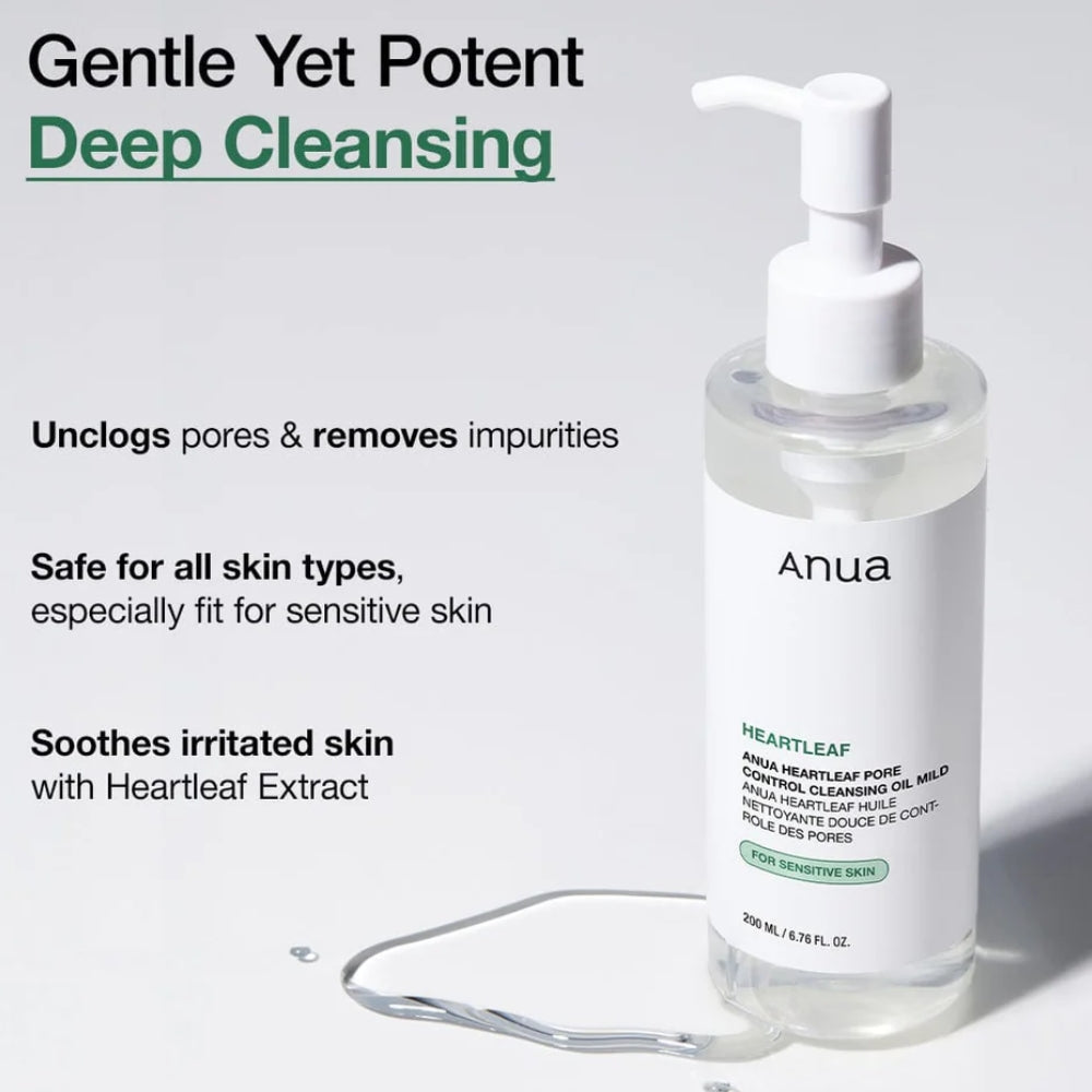 anua heartleaf pore control cleansing oil mild 200ml - 2