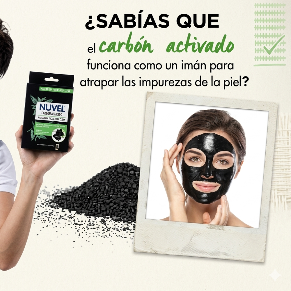 nuvel mascarilla facial en tela limpieza purificante con car - 2